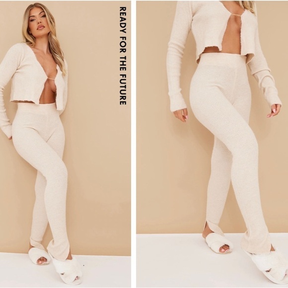 High Waisted Luxe Knit Split Hem Pants - Picture 1 of 10